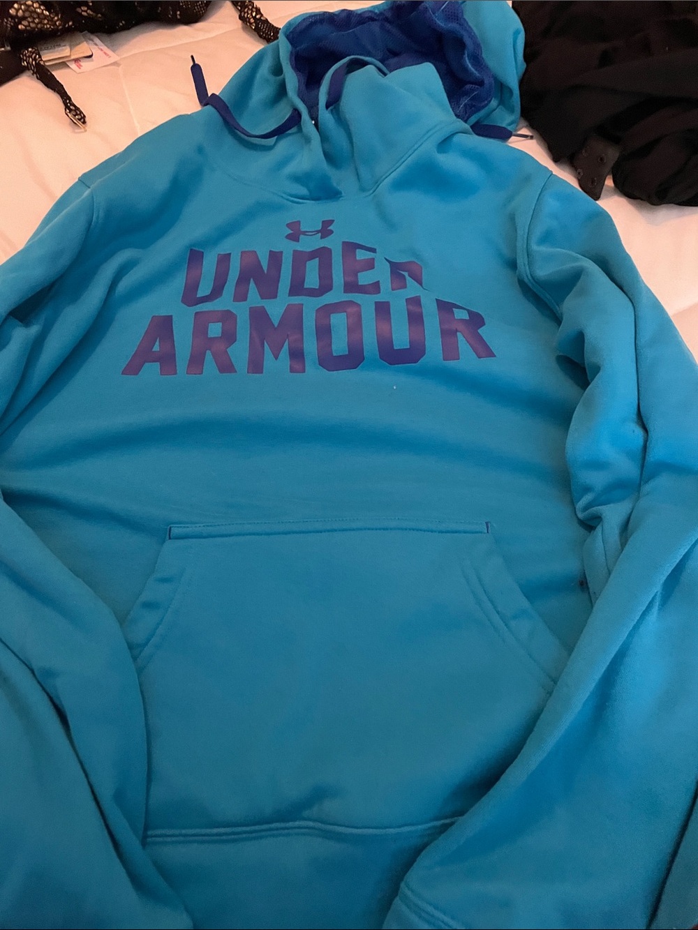 Under Armour Men’s Aqua Crewneck Sweatshirt with Purple Logo